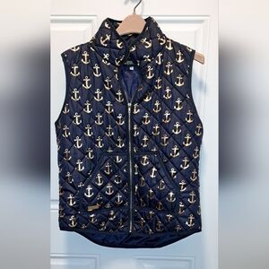 Women's Simply Southern ⚓️  puffer vest, in beautiful blue and gold, size LG